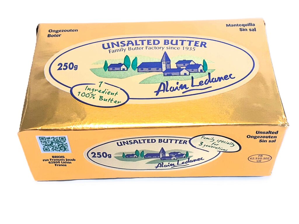 250G UNSALTED BUTTER ALAIN LEDANEC - english, NL, spanish