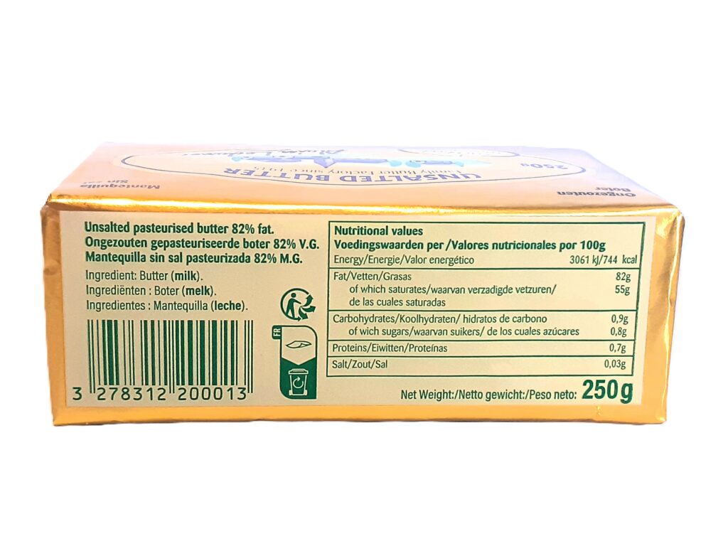 250G UNSALTED BUTTER ALAIN LEDANEC - english, NL, spanish