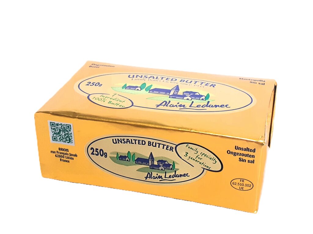 250G UNSALTED BUTTER ALAIN LEDANEC - english, NL, spanish